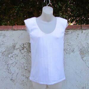 Ocello white shouldder pad cotton poly tee L